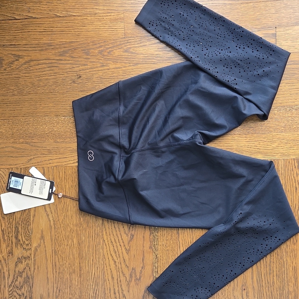 CALIA Power Sculpt Perforated 7/8 Leggings Pure Black Women’s Small NWT - Picture 3 of 11